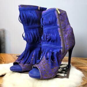 Blamer Shoes Electric Blue & Purple Alize Booties Sz 8.5